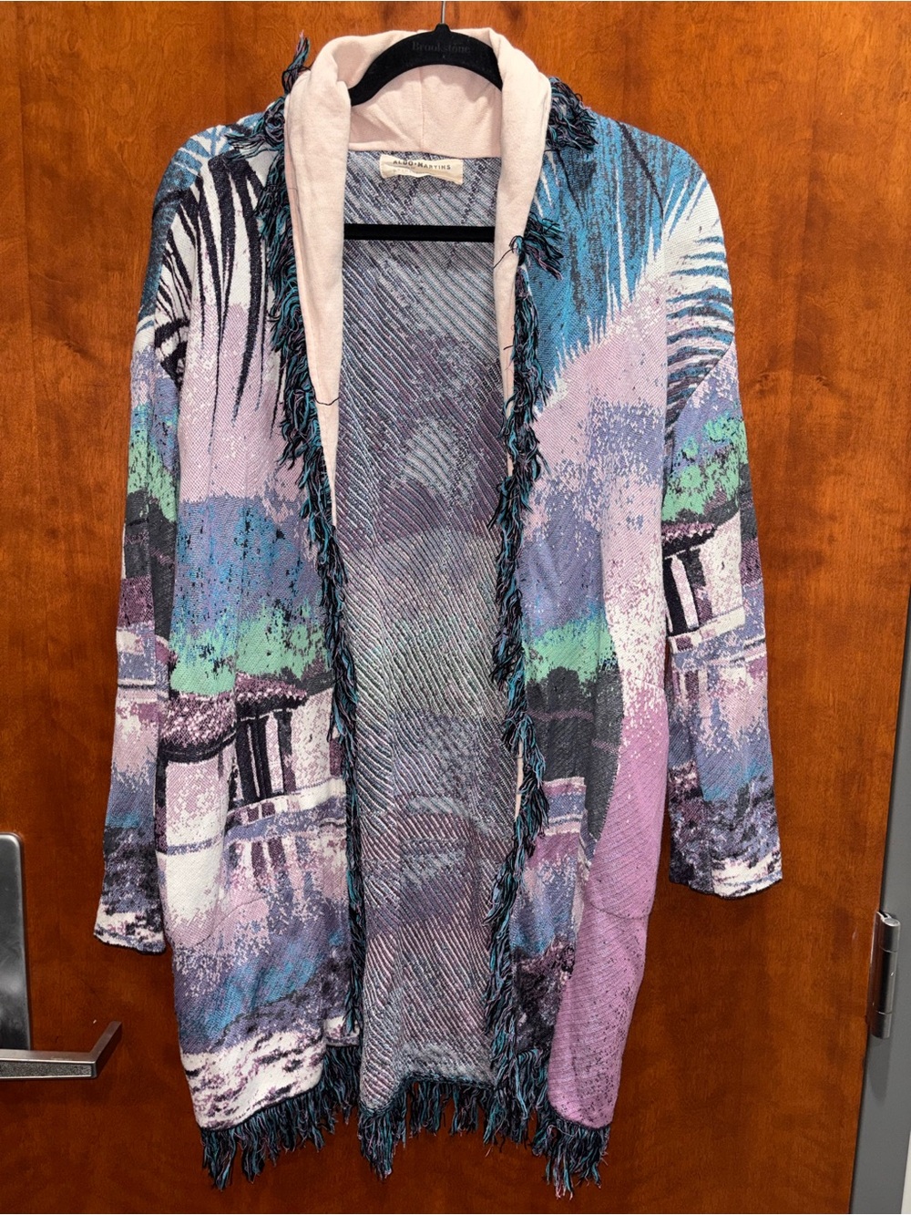 Anthropologie Pastel Multicolor Fringe Open Front Cardigan